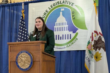 Janella Neary addresses audience at Illinois Agriculture Legislative Day